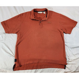 ✅ Orvis Polo Shirt Men's Large Orange Rugby Heavy Fly Fishing Rod Loop